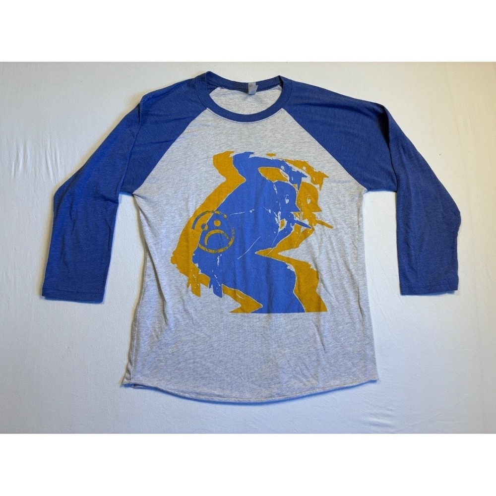 Tyler Rich Womens Raglan Baseball Tee Blue Graphic Jersey Small 3/4 Sleeve